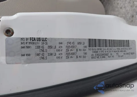 2017 Dodge Grand Caravan Sxt z USA, uszkodzony, nr VIN 2C4RDGCG6HR690349